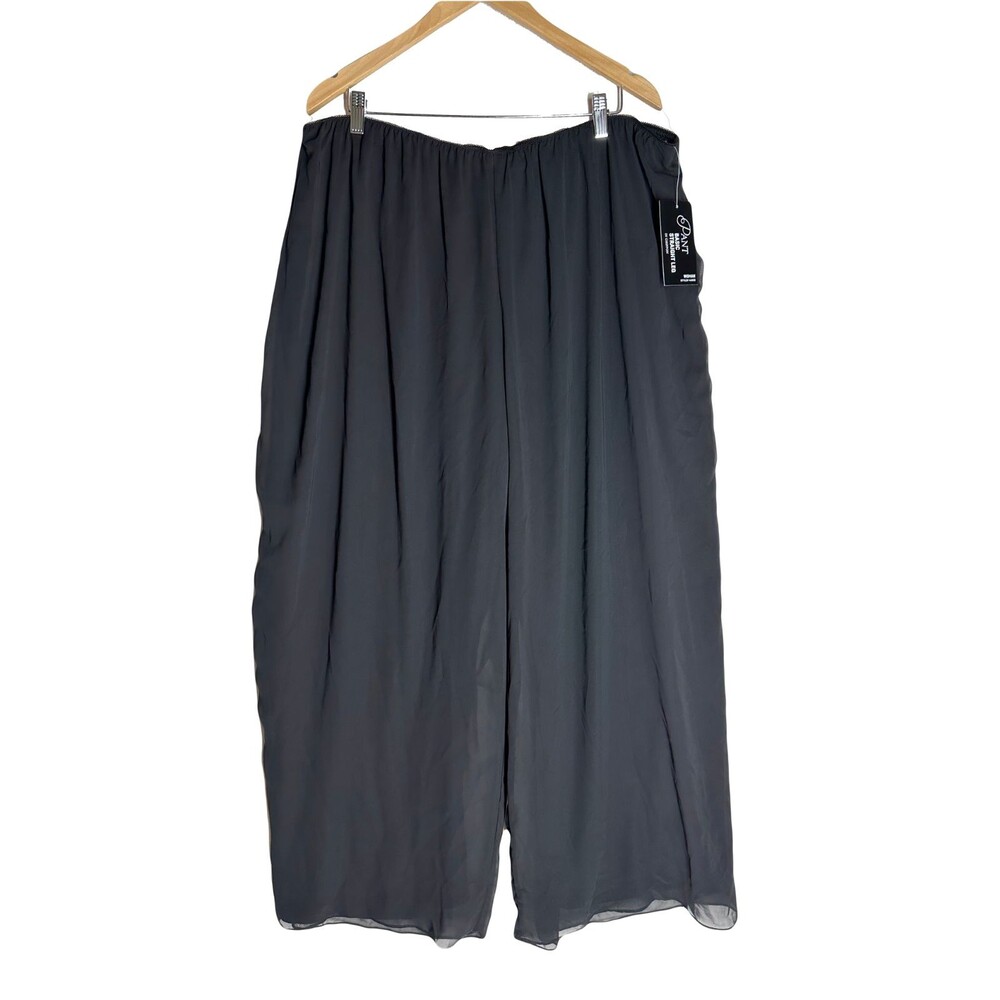 NWT ALEX EVENINGS Womens Wide leg Chiffon Flowy Pull On Pants Black Cocktail 3X